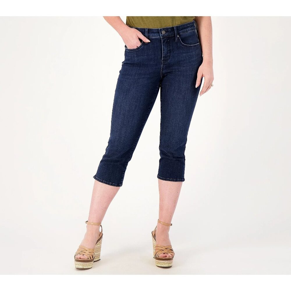 NYDJ Curves 360 Slim Straight Capri Jeans Size 4 Mid Rise Denim Blue Mesquite